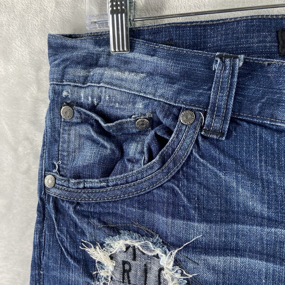 Affliction Jeans mens 34x35 Blue Denim Gage Distressed Grunge Biker Emo Punk Y2K - Picture 4 of 16